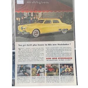 Vintage 1950 Studebaker Thrift Plus Luxury Ad Advertisment